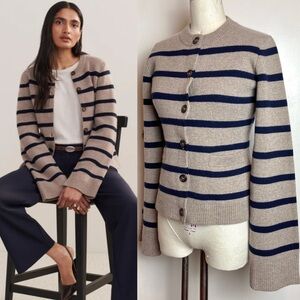 $525 Jenni Kayne Cooper Cardigan Navy Taupe